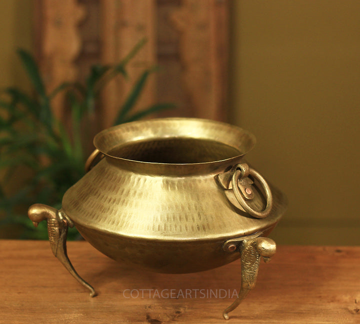 Brass Vintage Carved Planter