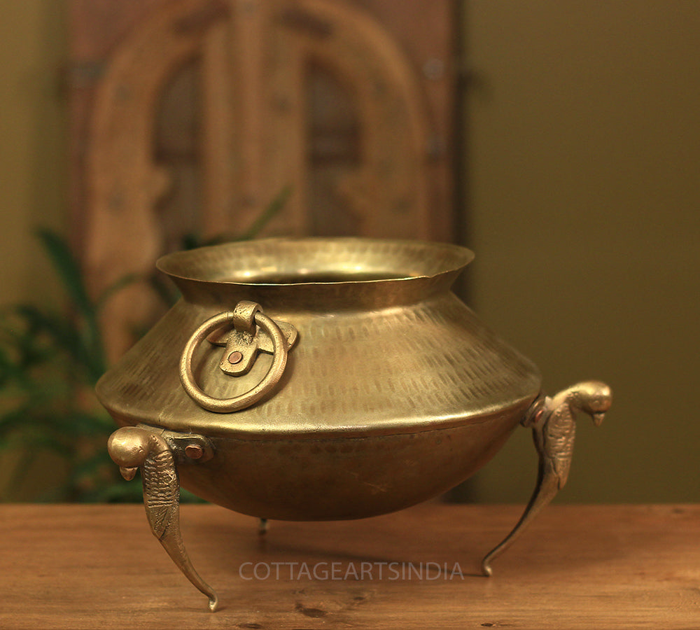 Brass Vintage Carved Planter