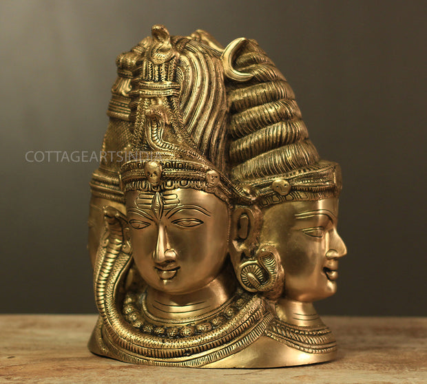 Brass Superfine 4 Face Shiva- Parvati Mukhlingam