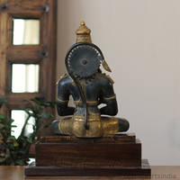 Brass Meditating Hanuman – Matte Black and Antique Gold Finish