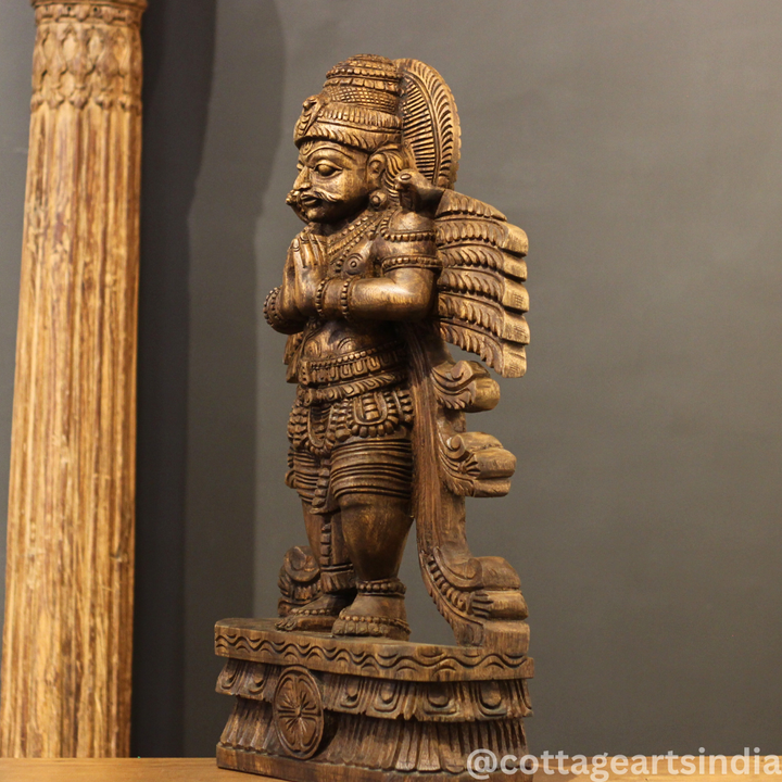 Wooden Hand-Carved Garuda Statue 24"