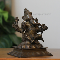Handcrafted Brass Panchamukhi Ganesha Statue – Antique Finish