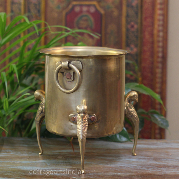 Brass Vintage Carved Planter
