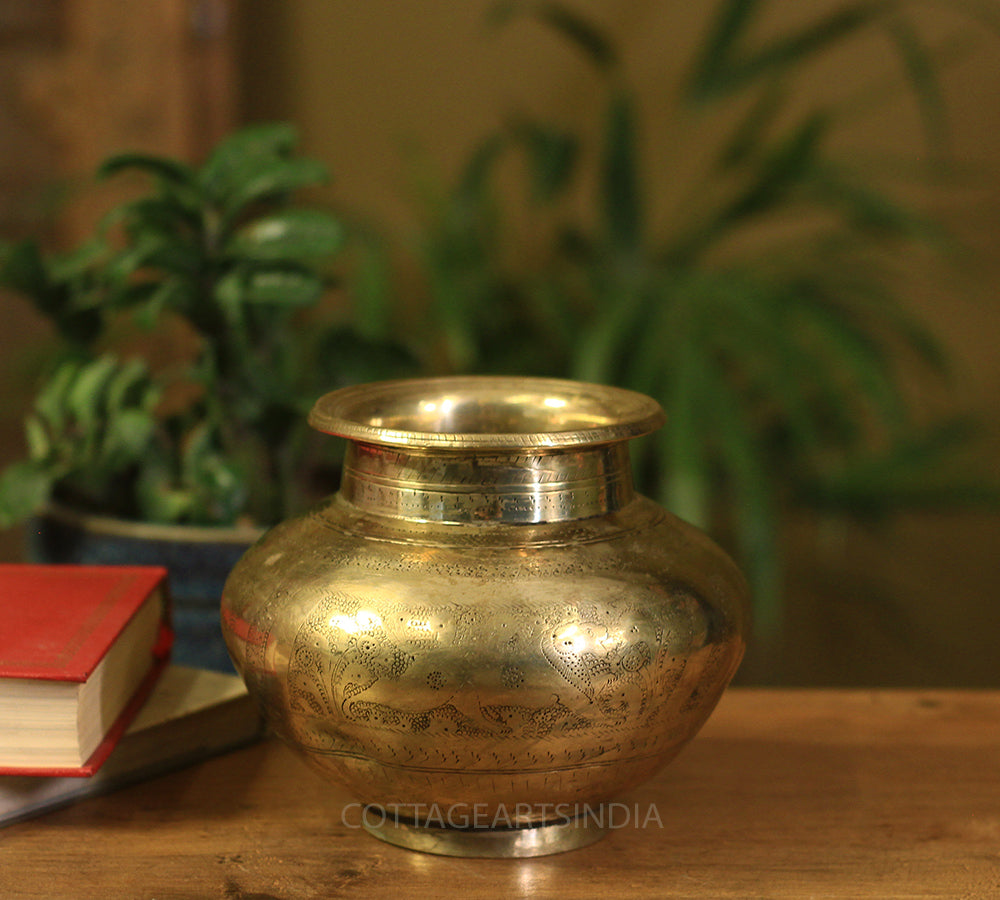 Brass Vintage Pot Etching Work