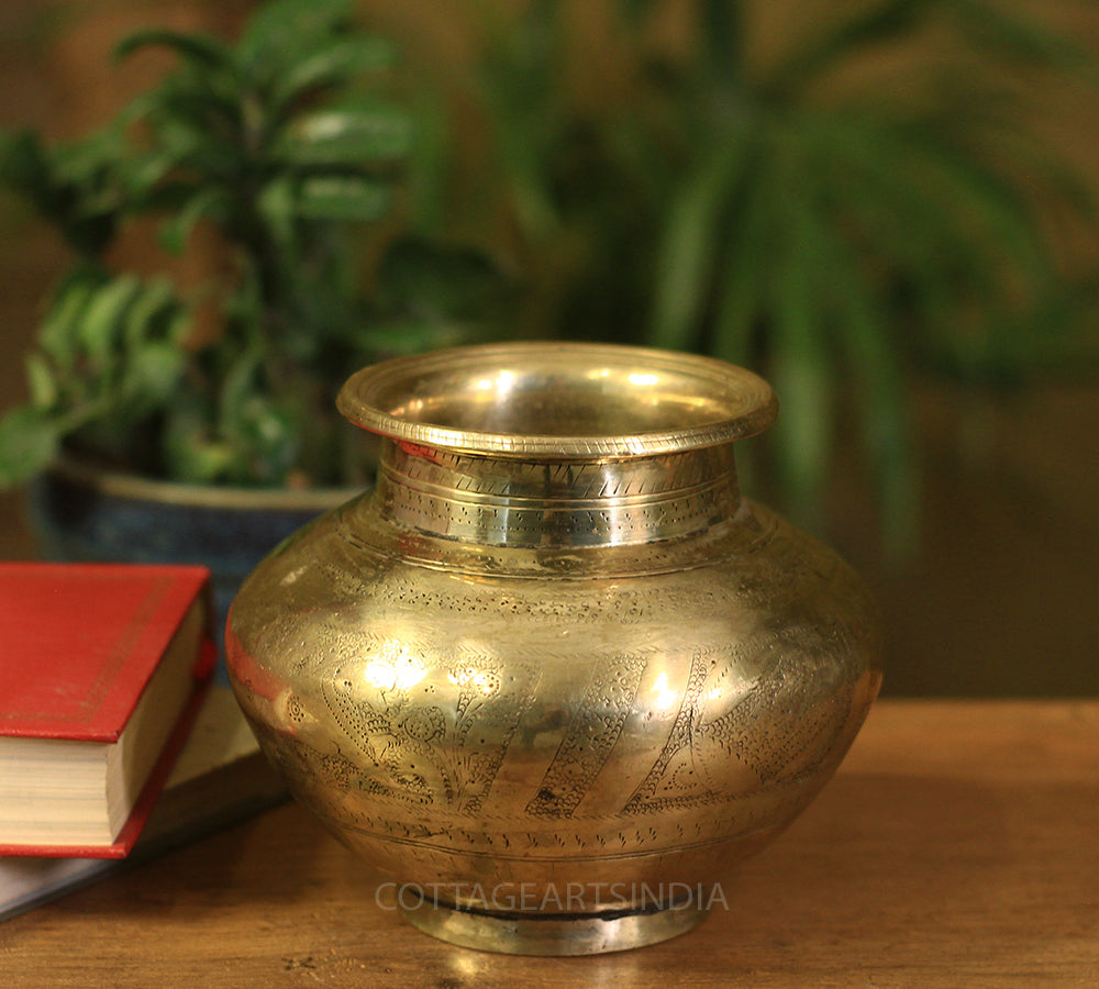 Brass Vintage Pot Etching Work