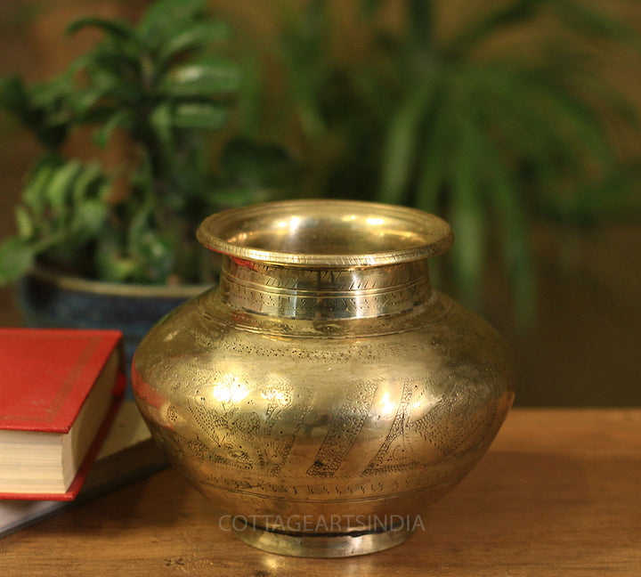 Brass Vintage Pot Etching Work
