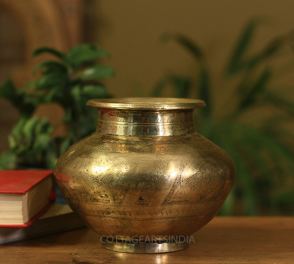 Brass Vintage Pot Etching Work