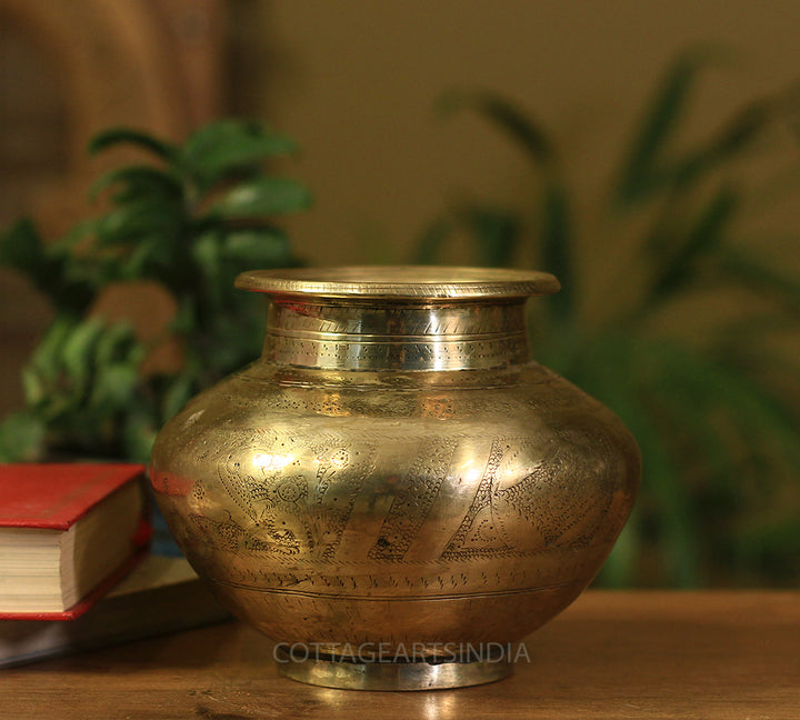 Brass Vintage Pot Etching Work