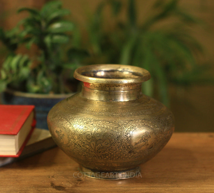 Brass Vintage Pot Etching Work