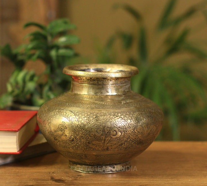 Brass Vintage Pot Etching Work