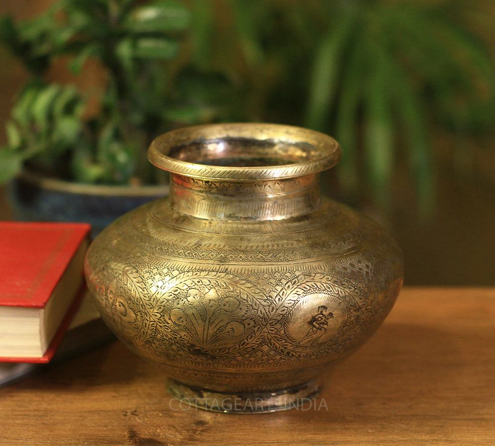 Brass Vintage Pot Etching Work