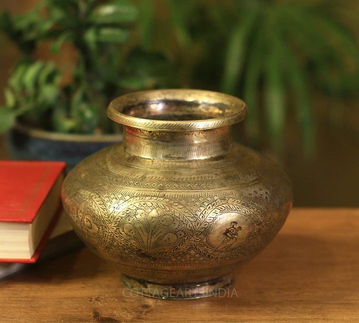 Brass Vintage Pot Etching Work