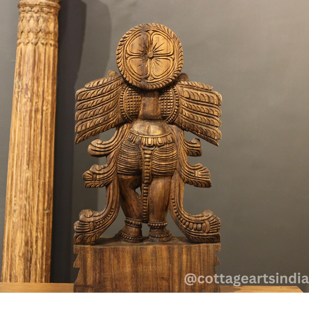 Wooden Hand-Carved Garuda Statue 24"