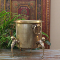 Brass Vintage Carved Planter