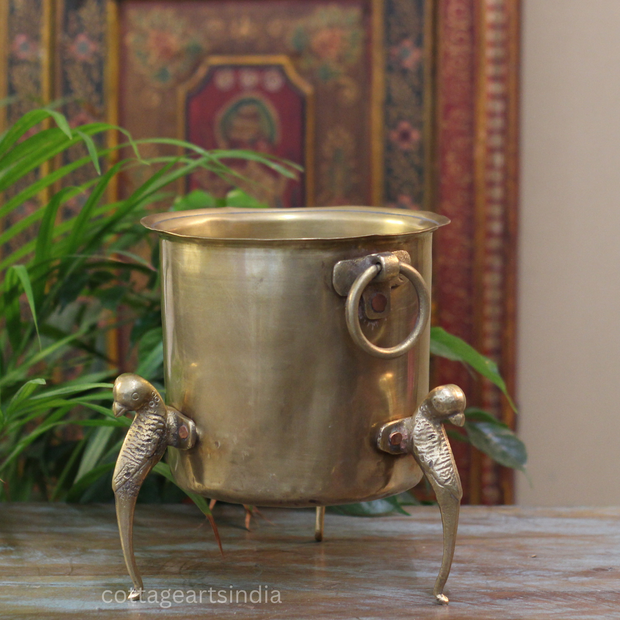 Brass Vintage Carved Planter