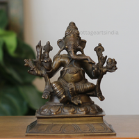 Handcrafted Brass Panchamukhi Ganesha Statue – Antique Finish