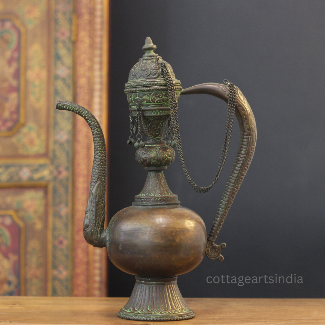 Tibetan Buddhist Ritual Ewer | Handcrafted Copper Decor