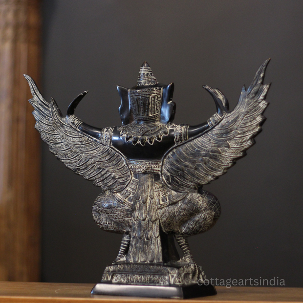 Brass Garuda Half Sitting Posture Antique Black Gold Finish