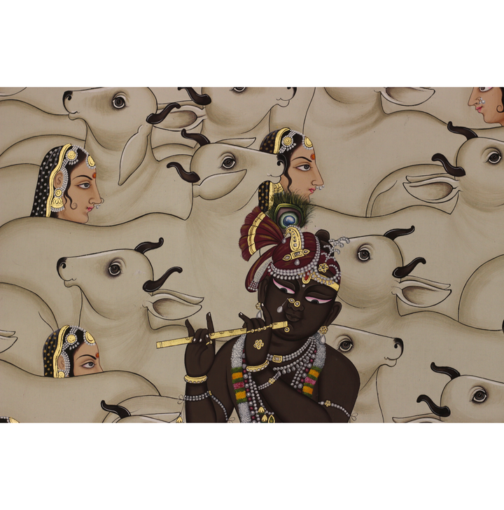 Divine Melody of Krishna Among the Sacred Herd