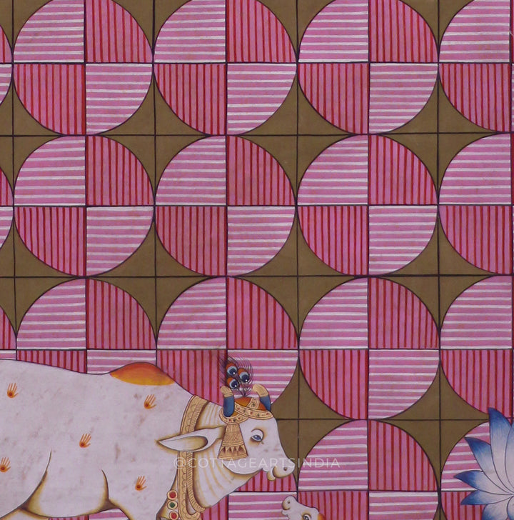 Pichwai Painting Cow and Lotus
