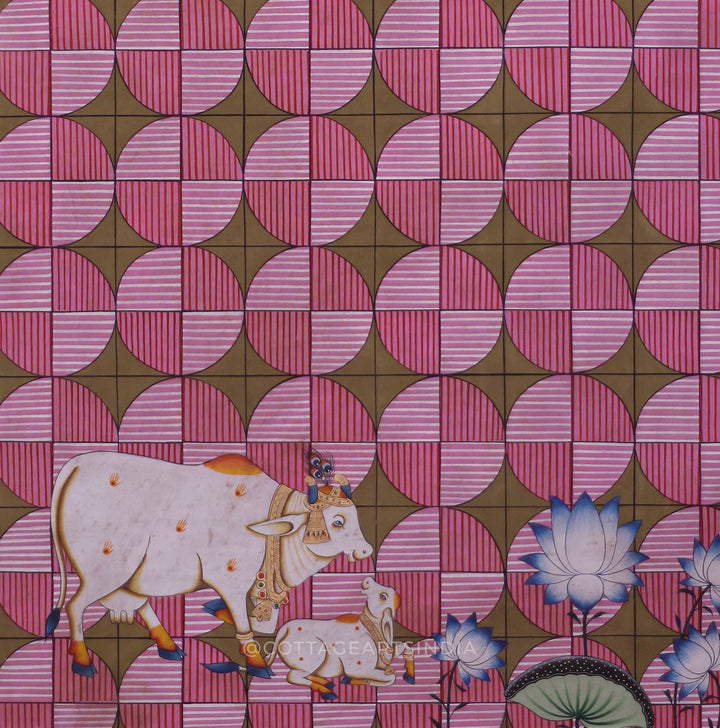 Pichwai Painting Cow and Lotus