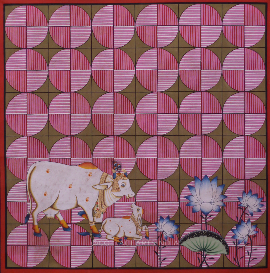 Pichwai Painting Cow and Lotus