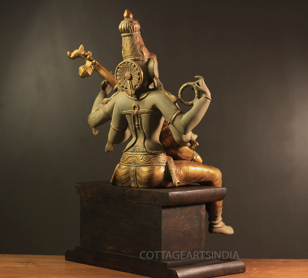 Brass Saraswati in Rustic Patina Finish