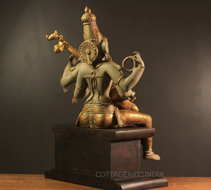 Brass Saraswati in Rustic Patina Finish
