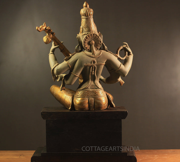 Brass Saraswati in Rustic Patina Finish