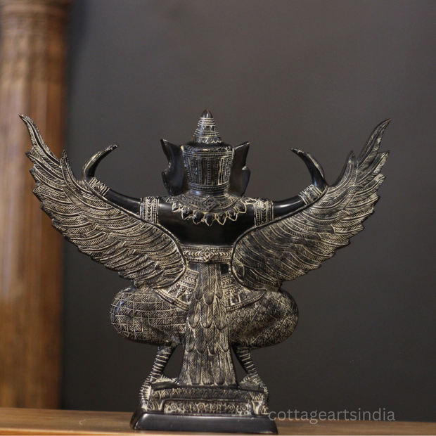 Brass Garuda Half Sitting Posture Antique Black Gold Finish