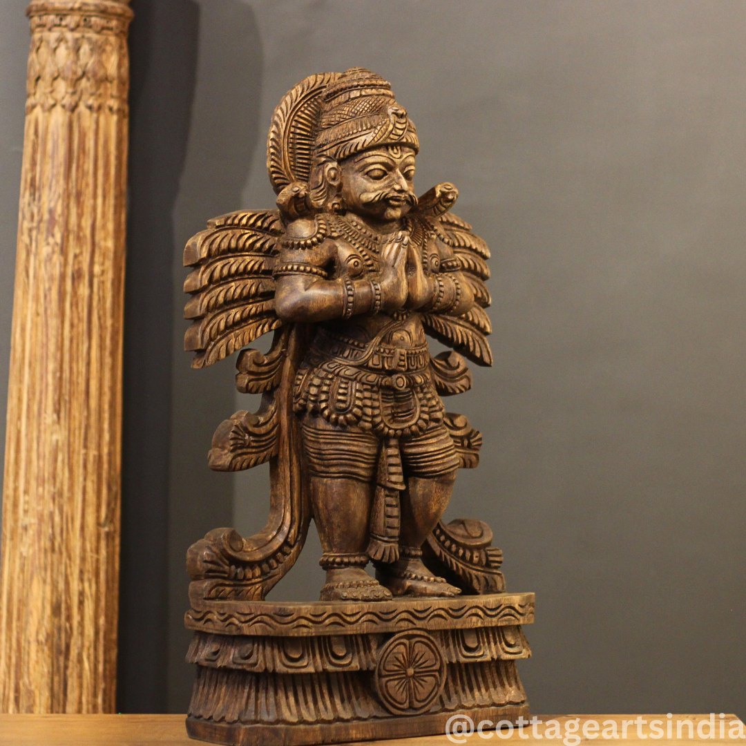 Wooden Hand-Carved Garuda Statue 24"