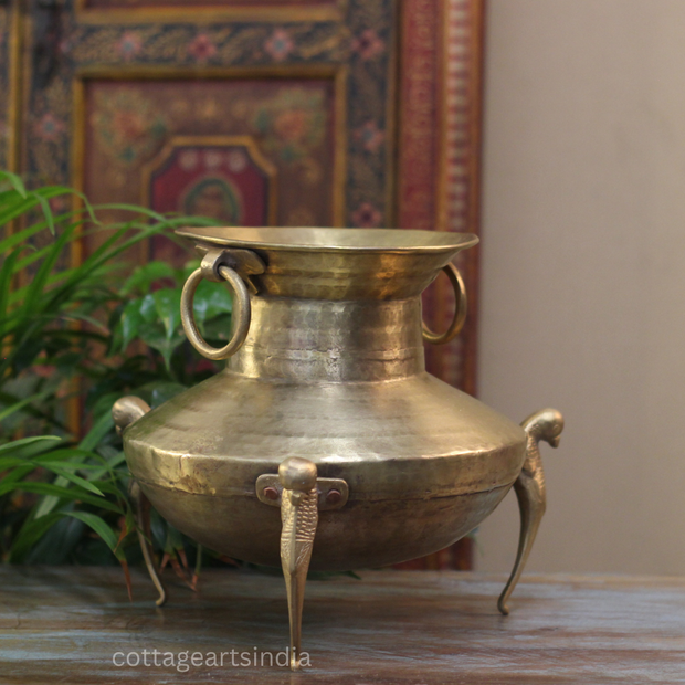 Brass Vintage Carved Planter