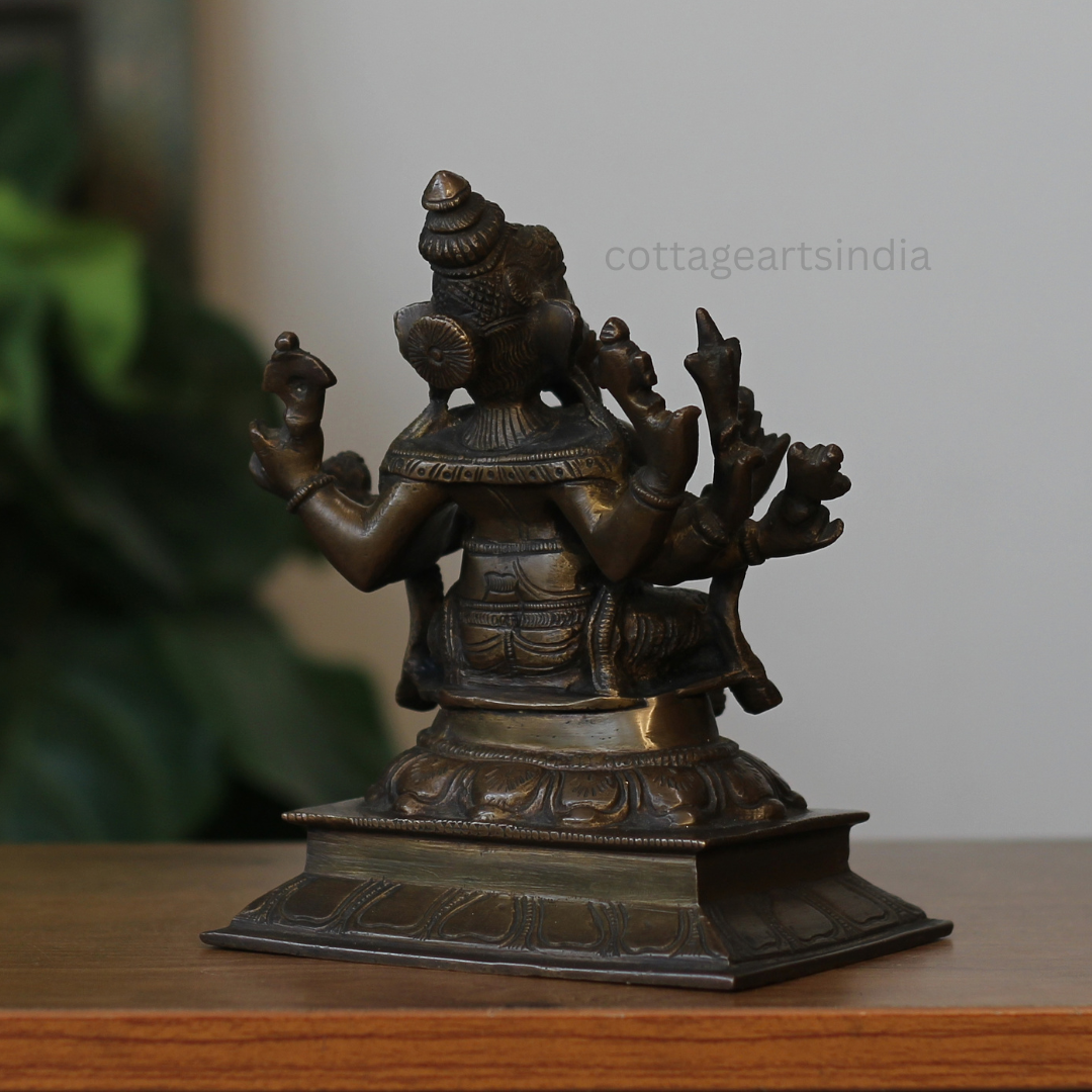 Handcrafted Brass Panchamukhi Ganesha Statue – Antique Finish
