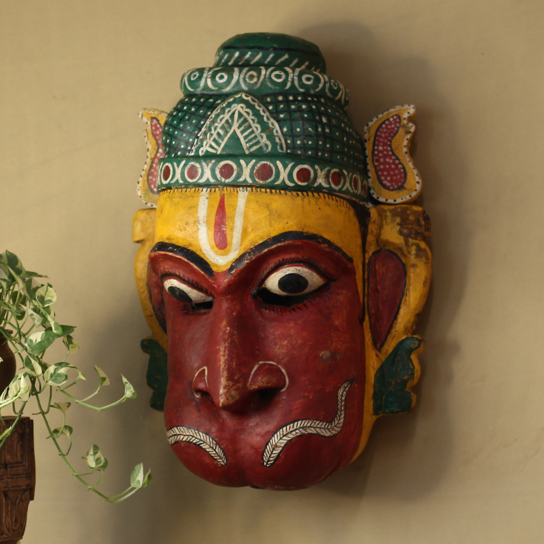 Vintage Odisha Wooden Folk Mask – Traditional Indian Folk Art