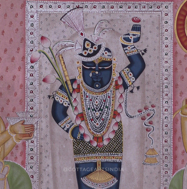 Shrinathji Pichwai Painting with Devotees