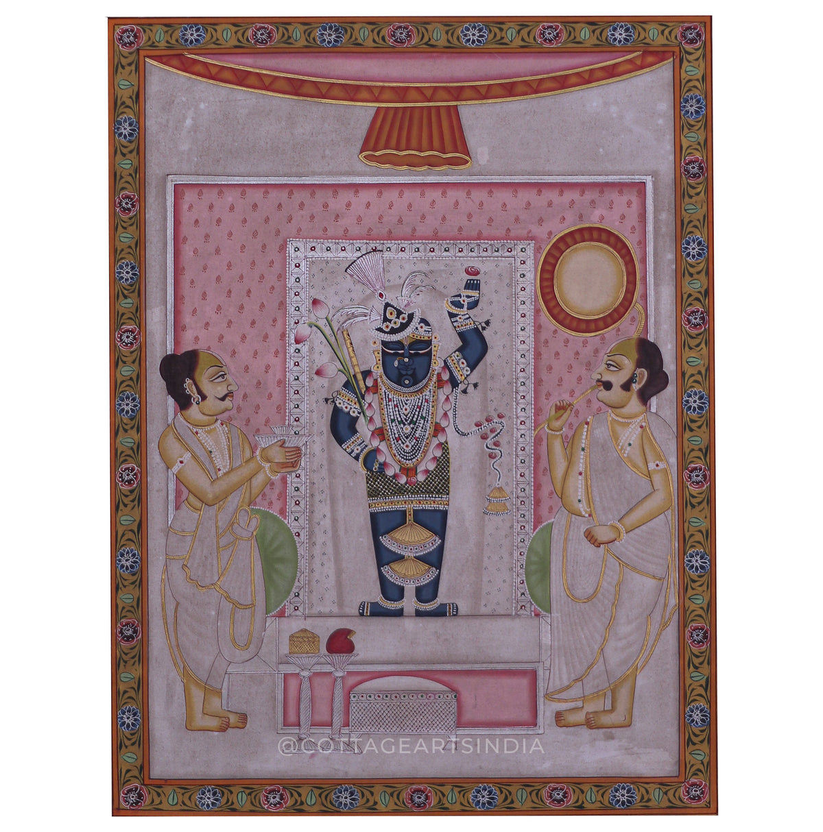 Shrinathji Pichwai Painting with Devotees