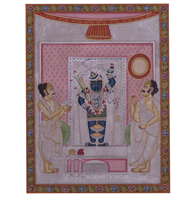 Shrinathji Pichwai Painting with Devotees