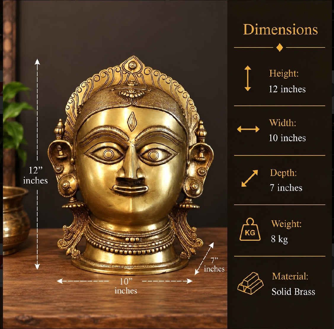 Brass Gauri Head 12"