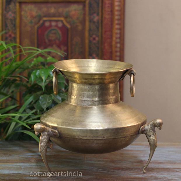 Brass Vintage Carved Planter