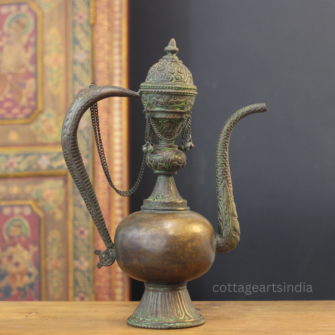 Tibetan Buddhist Ritual Ewer | Handcrafted Copper Decor