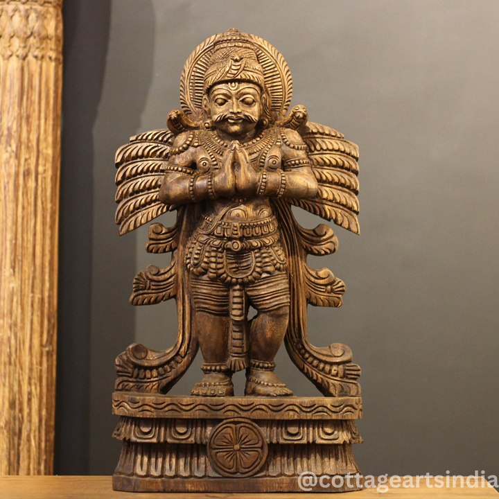 Wooden Hand-Carved Garuda Statue 24"