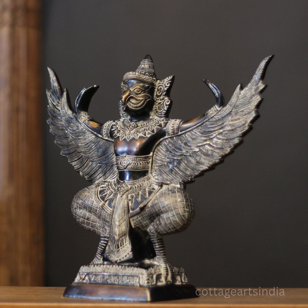 Brass Garuda Half Sitting Posture Antique Black Gold Finish