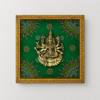 Wooden Handpainted Framed Brass Ashtalakshmi And Lotus -Set of 9