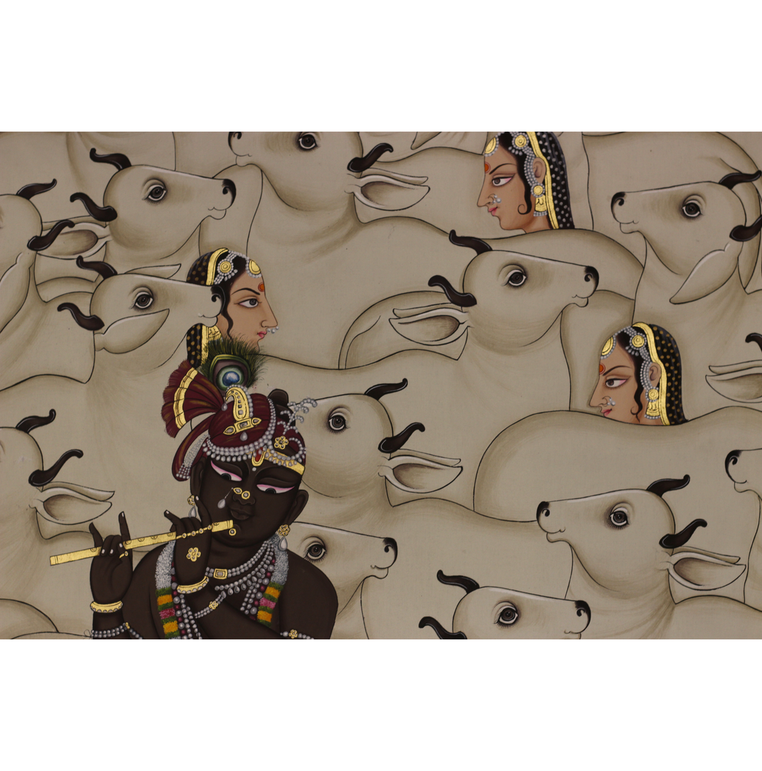 Divine Melody of Krishna Among the Sacred Herd