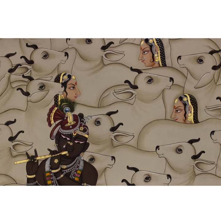 Divine Melody of Krishna Among the Sacred Herd