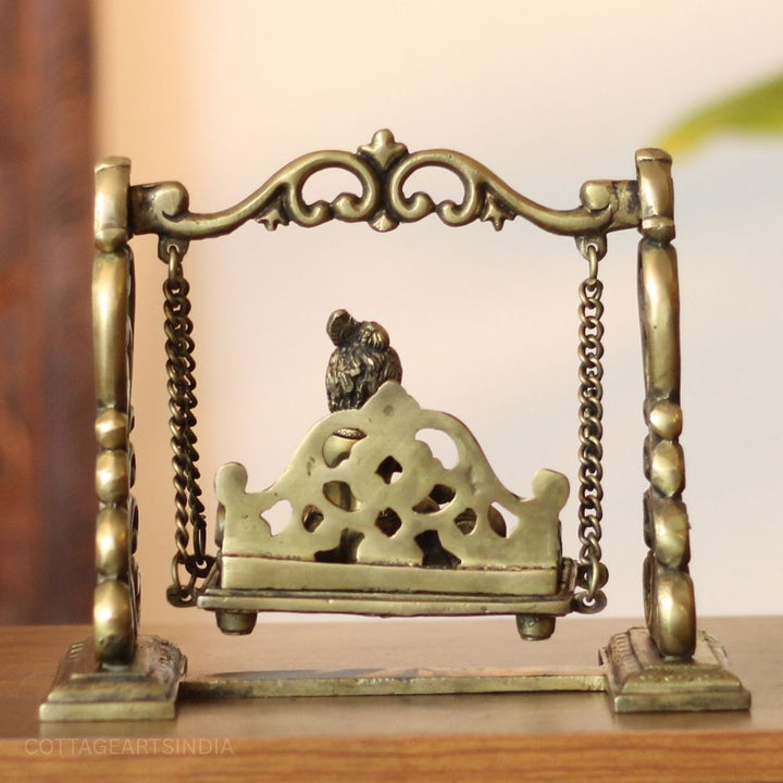 Baby Krishna on Jhula Brass Statue | Handcrafted Bal Gopal Swing Idol