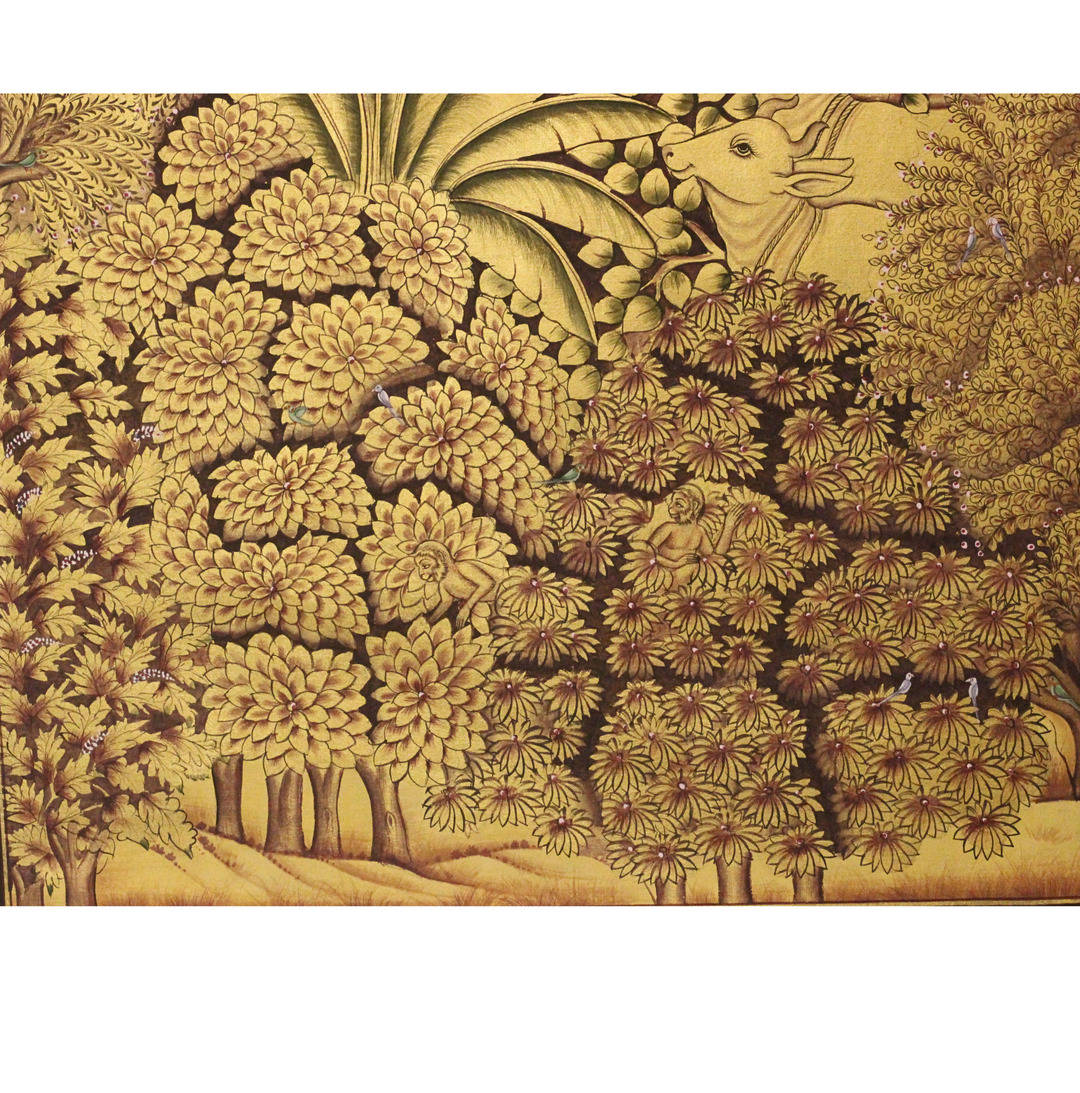 Golden Krishna Wall Art Pichwai Style Miniature Painting