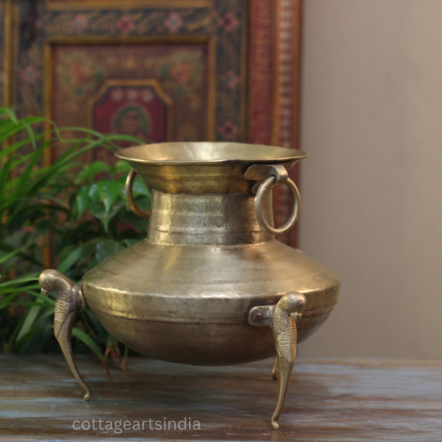 Brass Vintage Carved Planter