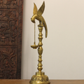 Brass Parrot Oil Lamp | Handcrafted Traditional Hanging Diya Stand