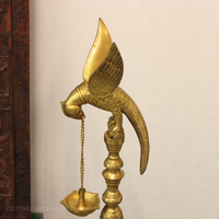 Brass Parrot Oil Lamp | Handcrafted Traditional Hanging Diya Stand